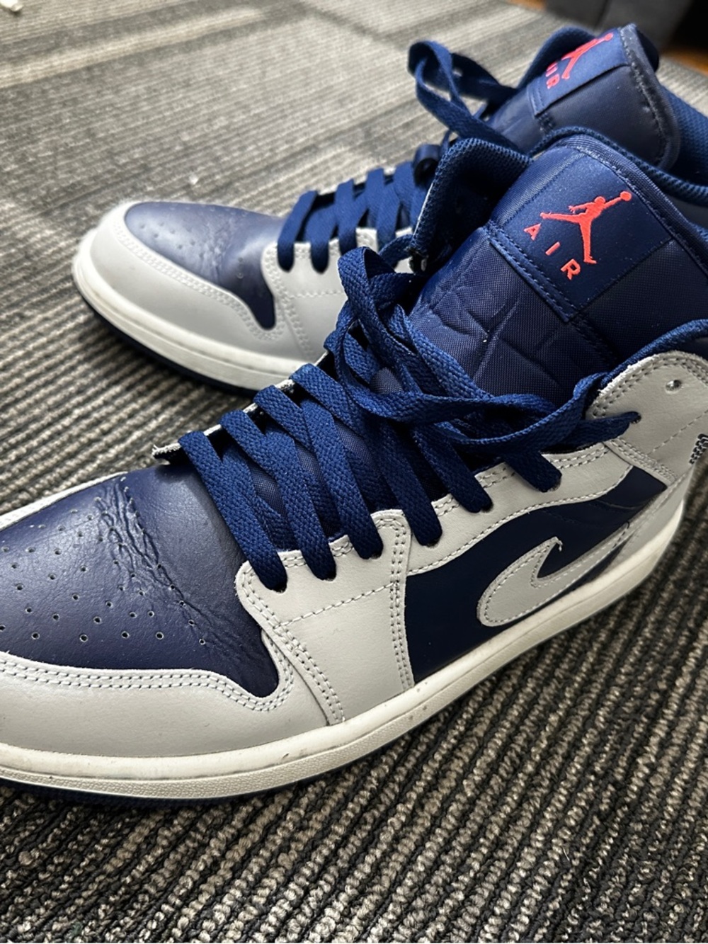 Jordan High-Top Sneakers - Navy, White with Red Jumpman - Picture 3 of 4